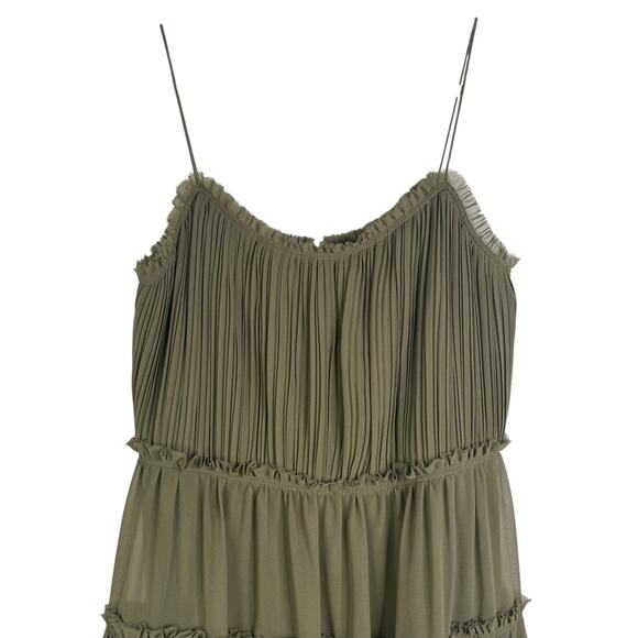 NWT Banana Republic Tigers Eye Green Strappy Midi Dress Size 10 Spaghetti Strap - Picture 6 of 15